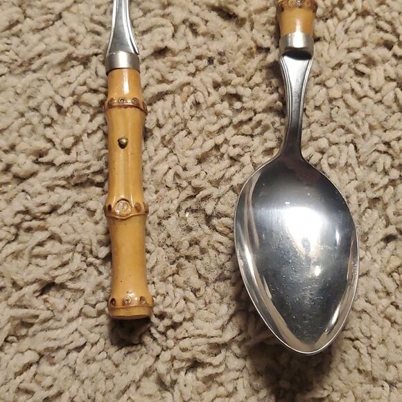 Mitsuboshi Stainless Bamboo Handle 18 Knives Forks Spoons - Japan - Picture 7 of 12